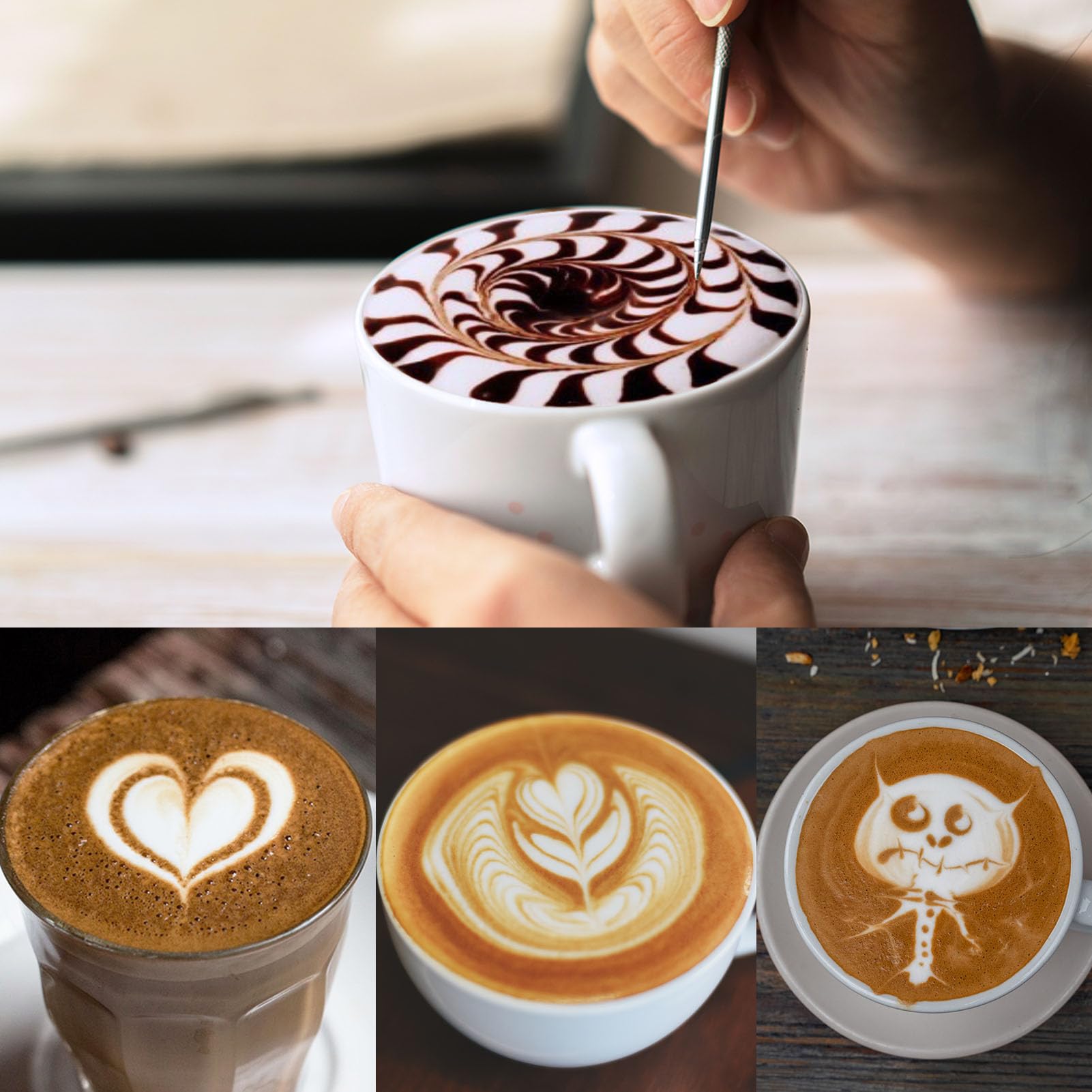 Various latte art designs